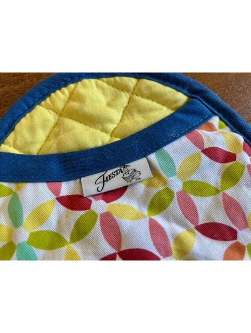 Fiesta Colorful Quilted Pot Holder with Blue Trim